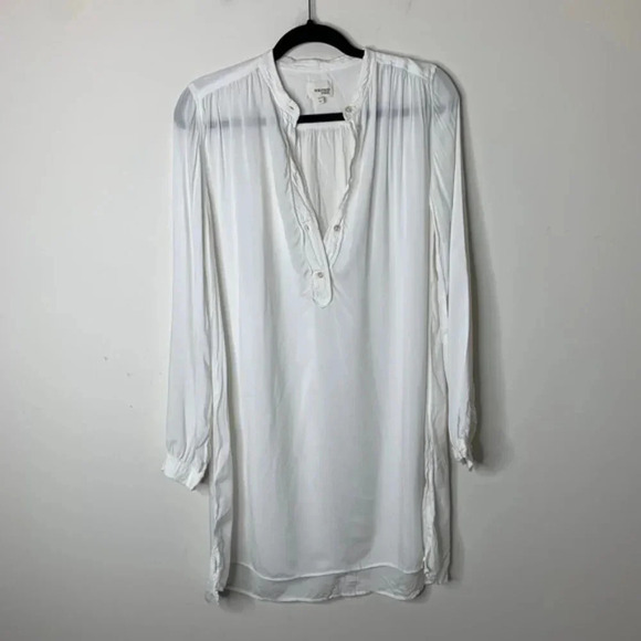 Aritzia Wilfred Free Collarless Shirt Dress Tunic Off White long sleeve Size XXS - Picture 2 of 12